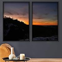 2 Piece Framed Canvas Wall Art Sunrise in The Trees Canvas Prints Home Artwork Decoration for Living Room,Bedroom - 16