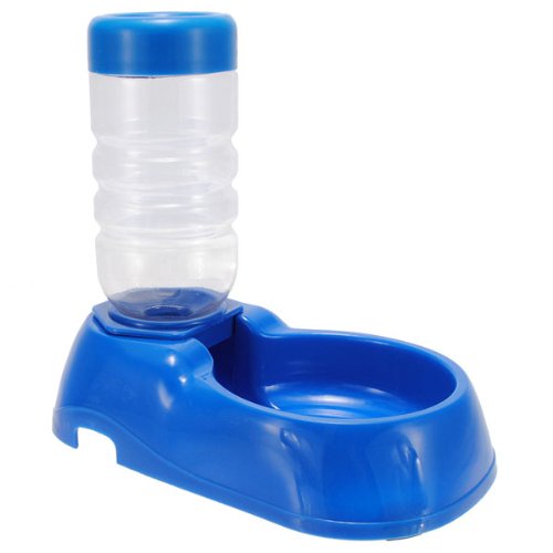 Vonraech Fuente de alimentación automática con tazones para mascotas, perro, gato. Dispensador de botella de agua para beber de 500 ml, azul oscuro