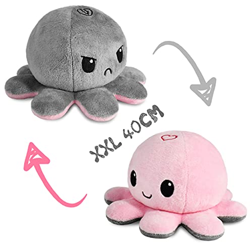 Riesen Oktopus Kuscheltier Beidseitig Flip,Octopus Plüschtier XXL Reversibel,Oktopus Plüsch Wenden Ausdrücken Stimmung…