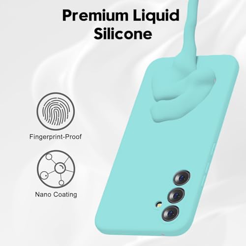 Image of DIZORO Compatible with Samsung S24 FE 5G Back Cover with Upgraded Square Edges for Camera Protection Shockproof Flexible Matte Liquid Silicone Mobile Phone Case (OG Mint)