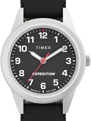Image of TIMEX Expedition Field Analog Watch for Women with Black Round Dial & Black Fabric Strap Band Water Resistant Women's Wrist Watches - TW4B25800JQ