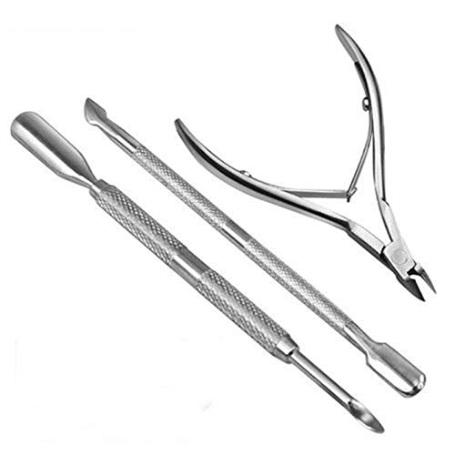 3 Pcs/Set Nail Cutter Nipper Clippers & Nails Cuticle Spoon Pusher Remover Kit Ingrown Toenail Fungus Treatment Tool Fingernail Clipper Trimmer Manicure Set Stainless Steel Skin Cleaner Pedicure Tools