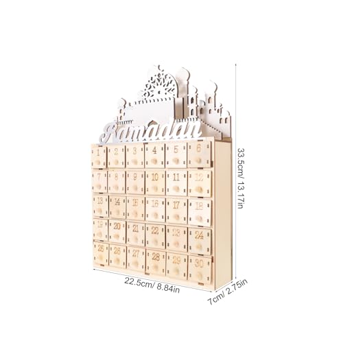 KONTONTY Calendrier de l'Avent Ramadan 2026, calendrier de l'Avent Eid Mubarak de 30 jours avec lumière LED, décorations de Ramadan pour table, cheminée, bureau ou présentoir islamique – vue 5