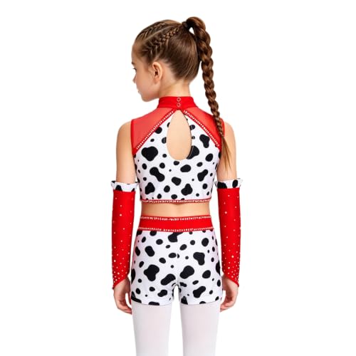 Ensemble motif vache pour danse jazz avec manches de bras amovibles - 2