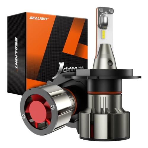 Image of SEALIGHT H4 LED Bulbs, L2 9003 HB2 24,000LM Super Brightness 6000K Cool White Fog Bulbs, IP68 Waterproof, Plug and Play, 15000RPM Turbo Fan, 60000Hrs Lifespan, 1:1 Size Driving Bulbs, Pack of 2