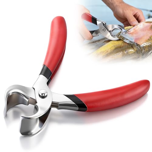 HappyAlley Catfish Skinning Pliers, Heavy Duty Steel Fish Skinner, Professional Fish Plier with Ergonomic Grips, Durable Multi Purpose Catfish Skinners, Fishing Pliers(Red,1 Pack) by HappyAlley - Used condition - US$18.99