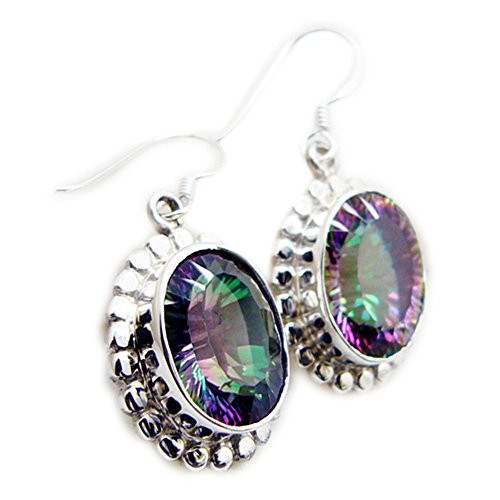 Boucles d'oreilles quartz mystique en argent sterling anti-ternissement