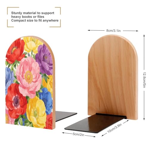 Sujetalibros de madera resistente con diseño botánico moderno y acabado premium 3