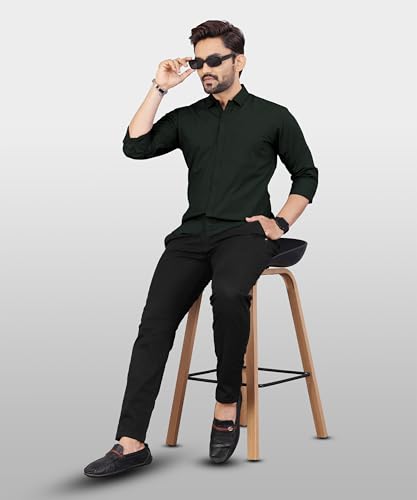 Image of Men's Cotton Full Sleeve Shirt | Regular Fit Casual & Formal Wear with Patch Pocket