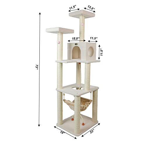 Armarkat Deluxe Cat Tree, Model B7301, Ivory, 27"(L)X24"(W)X73"(H) #TOP7