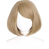osseoca Light brown short hair wig side parted bob straight hair full hair cos simulation wigs 14inch