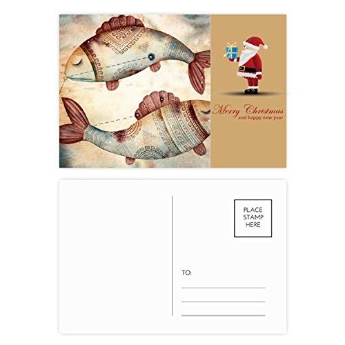 Cartes postales Constellation Poissons et Père Noël pour décorer vos tables de fête