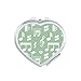 White Music Notes Green Mirror Heart Portable Hand Pocket Makeup