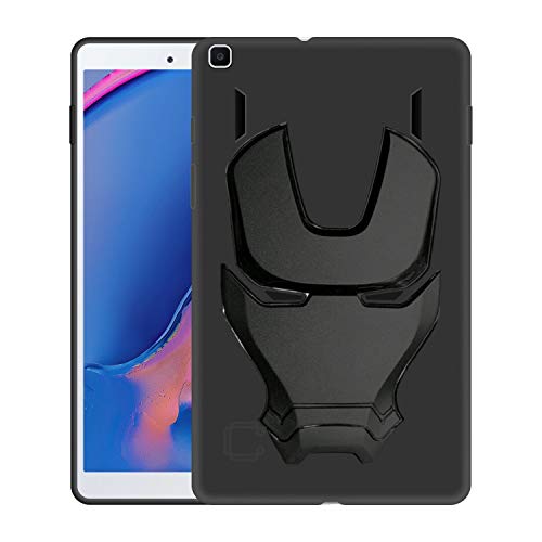 Image of COVERLY Official 3D Touch Feel Trending Avenger Logo Mask Soft Rugged Grip Iron Man Super Power Cartoon Movie Silicone Matte Back Cover for Samsung Galaxy Tab A 8.0 (2019) SM-T295 - HD Black Avenger