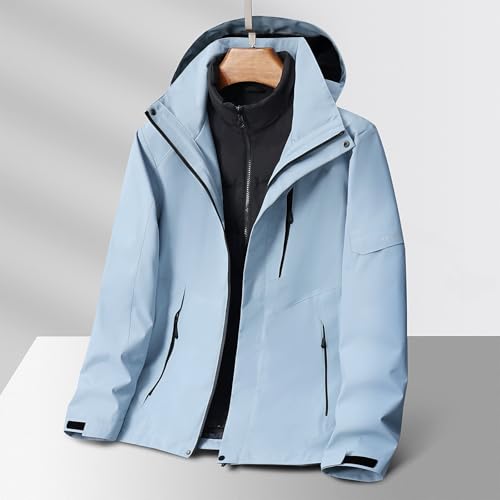 Mens 3 in 1 Jackets Men Puffer Coats Mountaineering Waterproof Warm Zipper Multi-pocket Lined Lap Coat Jacket Male Windbreaker Winter Outdoor Themal Jacket - Image 2