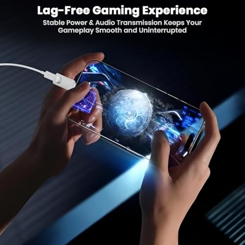 Image of AUDIOCULAR USB-C to Lightning Adapter, 45W PD Fast Charging, Hi-Fi Integrated DAC, Mic Support, Type-C to Lightning Audio Converter for Smartphones & Tablets (White)