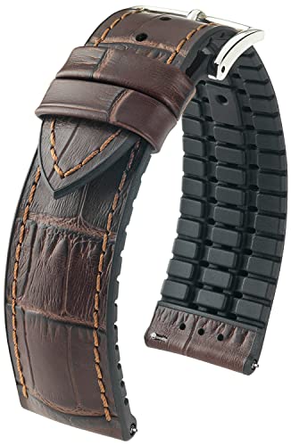 HIRSCH Uhren-Band Paul L - modisches Premium-Lederband für Deine Armbanduhr - Braun - 20 mm