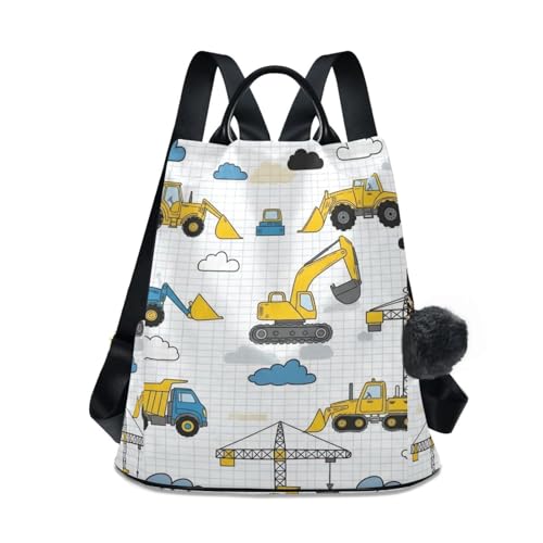 Sac à dos femme motifs tracteurs et véhicules de construction antivol