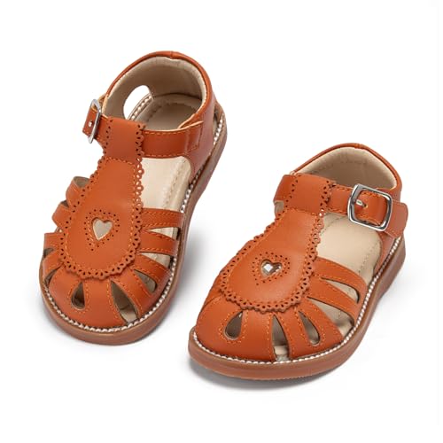 Image of Kolan Toddler Girl Sandals Open Toe Flat Princess Dress Shoes Little Kids