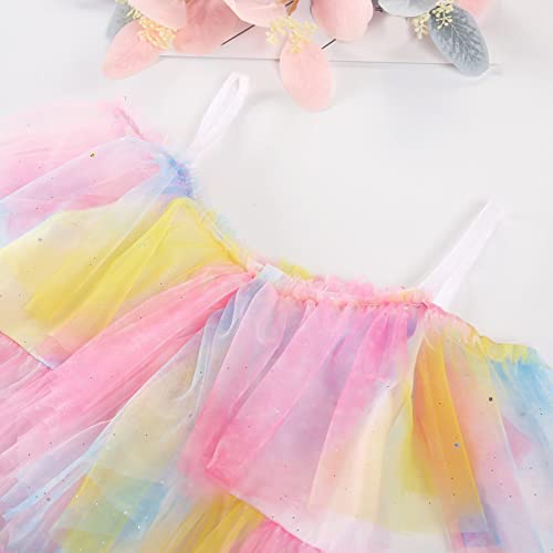 Vestido de princesa para meninas do dia das mães sem mangas arco-íris tie dye vestido de festa de da