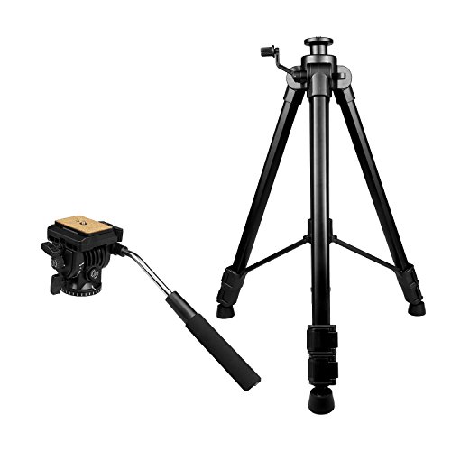 Video Tripod With Fluid Head, Kamisafe Vt-1500 Heavy Duty Tripod Camera Stand Fluid Head Tripod For Video Camera Dslr Camcorder Nikon Canon Sony With Carry Bag, Extends To 65", Max Load 22 Lbs #TOP5