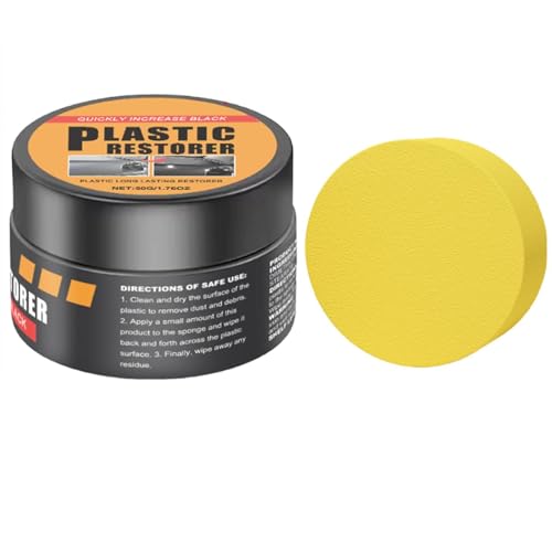 Nettoyant Intérieur De Voiture, Crème De Restauration De Garnitures De Voiture, 50 G 1 Paquet Avec Éponge Réparation De Rayures Longue Durée Pour La Restauration Du Cuir De Tableau De Bord Automobile,