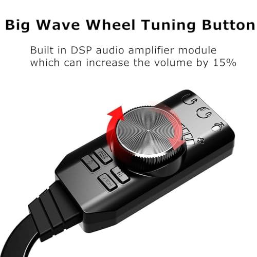 Image of XIKKART Virtual 7.1 Channel External USB Sound Card Audio Adapter for Gaming Console, Laptop, PC I LED Indicators I Both Single Jack and Dual Jack Headset Connection I Volume Adjust I Play and Plug