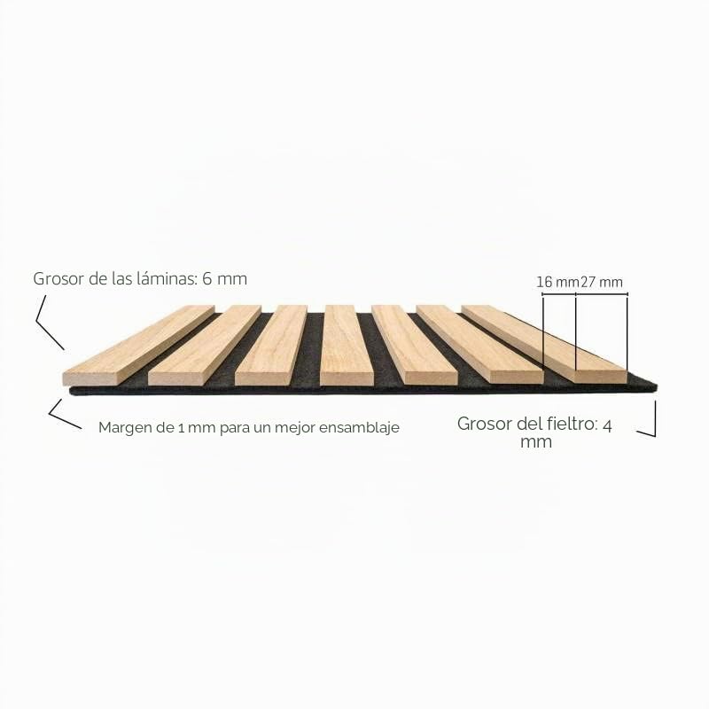 DECOON Lote de 4 paneles listones madera 250 x 30 x 1 cm – láminas MDF chapa roble claro auténtico fondo negro – 3 m²