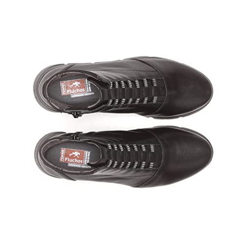Fluchos Para Mujer. F1358 Botines De Piel Bona F1358 Negro (38), Plano, 1 A 3Cm, Cordones, Casual - 5