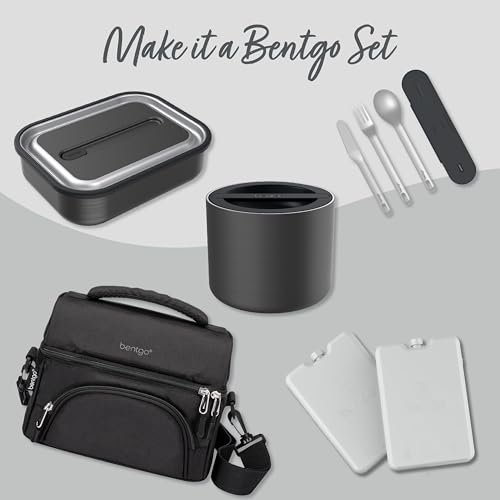 Bentgo Stainless Insulated Food Container - Triple Layer Insulation, Leak-Proof Lid, Wide Mouth Design - Sustainable 2.4 Cup Capacity, Food-Grade Materials, Ideal for Cool or Warm Food (Carbon Black)