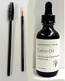 Castor Oil (2 oz) 100% Pure, Cold Pressed, Hexene Free, Stimulate Growth for Eyelashes, Eyebrows, Hair. Lash Growth Serum. Brow Treatment