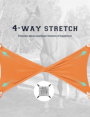 HackFond Horse Fly Mask with Ears, UV Protection Mask for Horses, Elasticity Mask with Big Mesh Eye Covers, Snug Fitting Comfortable Lightweight Red Orange Cob
