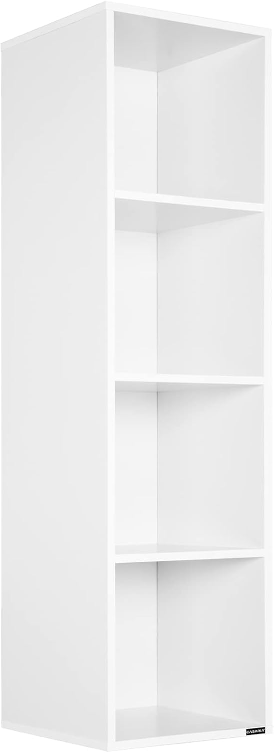 CASARIA Skylar White 4 Compartment Bookcase Shelving Unit 106 x 30 x 30 cm