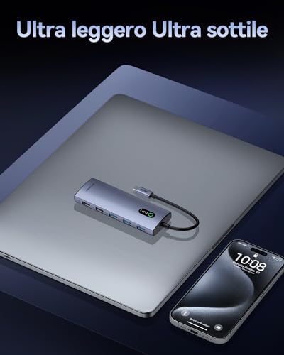 Hub USB C 11 in 1 Adattatore con HDMI 4K@30Hz, PD 100W, Ethernet RJ45 da 1000M, 3 USB-A 3.0 5Gbps, 2 USB-A 2.0, Lettore Schede SD/TF, Docking Station per Computer Portatili per MacBook - Hub USB - Immagine 5