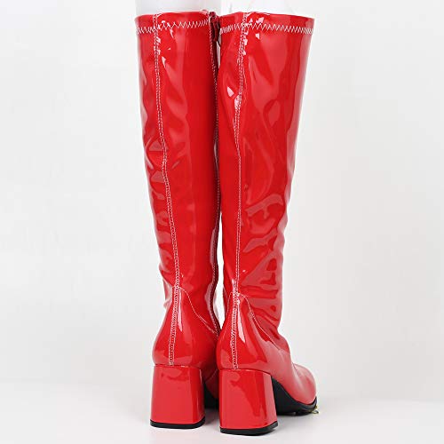 Image of JiaLuoWei GOGO Boots for Women, Knee High Boots, PU Leather Zip Ladies Party Dance Shoes