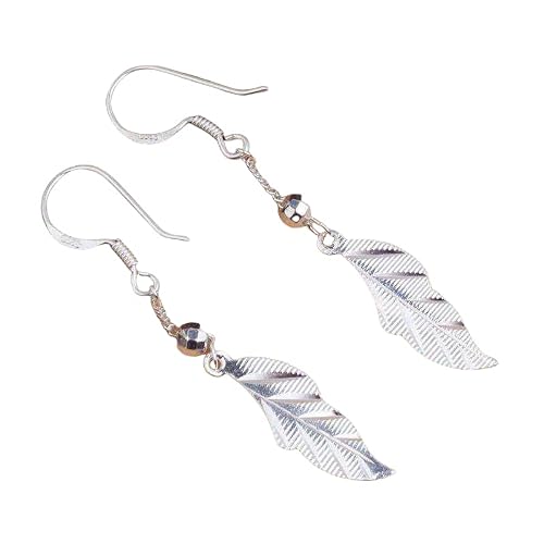 Pendientes largos mujer Plata de ley 990 con mas brillo,en forma de hoja,pendientes de mujer largos de fiesta,pendientes con gancho con colgante,aretes de plata largos de gota (Pluma Gancho)