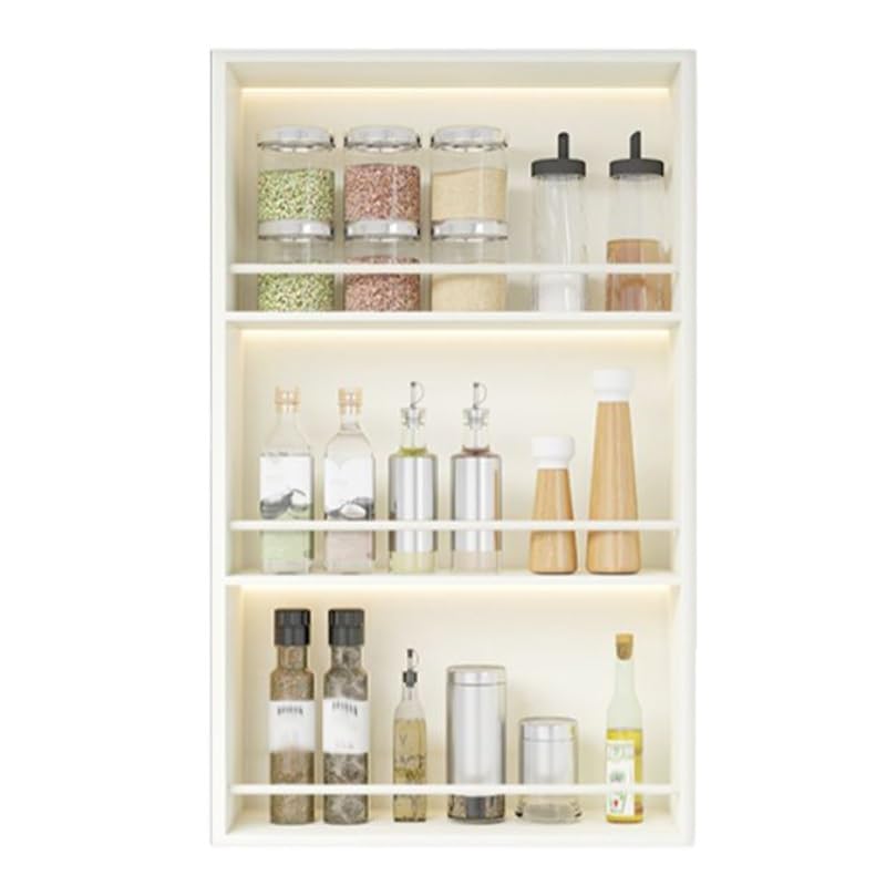 Portaspezie da incasso in acciaio inox, moderno, con guardrail, versatile, rettangolare, per armadio, bagno, dispensa, soggiorno (50 x 120 x 10 cm)