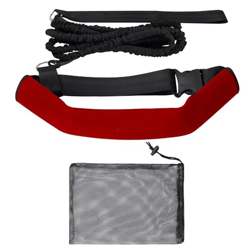 Schwimmgurt für Pool Einstellbare Schwimmwiderstand Gürtel Schwimmhilfe Schwimmtrainer Gürtel Leine für Leash Kinder Erwachsene Zugseil Gegenstromanlage Pool (Rot)