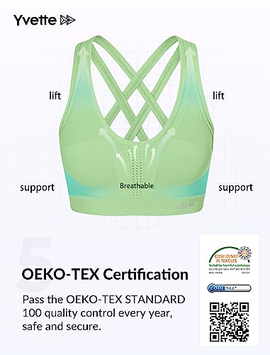 Image of Yvette Women High Impact Sports Bras Criss Cross Back Sexy Running Bra for Plus Size