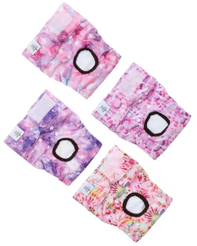 Image of CuteBone Washable Female Dog Diapers 4 Pack Reusable Doggie Heat Diapers for Period FMG04XS