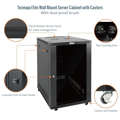 Tecmojo 18U Wall Mount Rack,18U Rack 23.6 Inch Depth,Hold Up to 176 Lbs ...