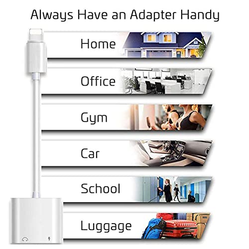 𝟐 𝐏𝐚𝐜𝐤 Headphone Adapter For Iphone [Apple Mfi Certified], 2 In 1 Lightning To 3.5Mm Aux Audio + Charger Splitter Dongle Adapter For Iphone Accessories Compatible With Iphone 14/13/12/11/Xr/X/8/7 #TOP5