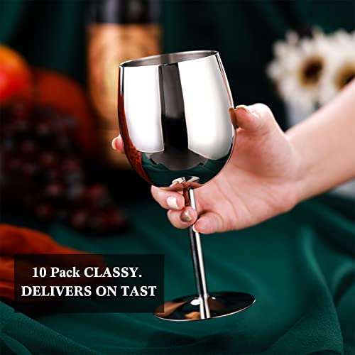 Mimorou 12 Set Stainless Steel Wine Glasses Metal Unbreakable Wine Glass 12 Oz Portable Steel Wine Glass Wine Goblet Stemmed Wine Glasses Goblet Set For Outdoor Travel Camping Picnic, Silver #TOP3