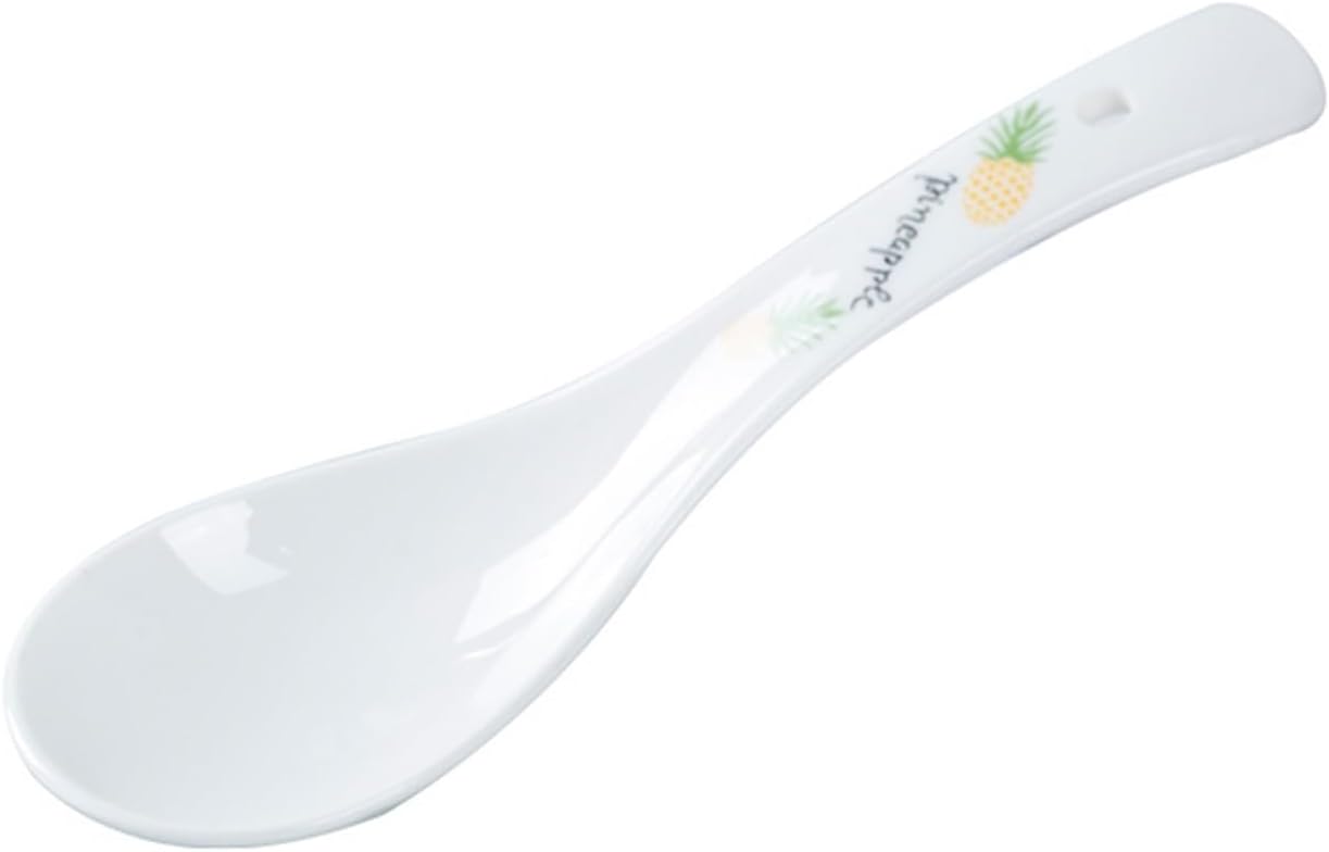 Dinner Spoon, Soup Spoon 4 Pack Pineapple Spoon Creative Household Small Soup Spoon Rice Spoon Spoon for Porridge Soup Noodle Ceramic Tableware, White Dinner Spoon(Small)