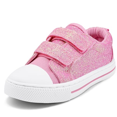 K KomForme Toddler Shoe Girl Sneaker,Pink Glitter,Size 7 Toddler