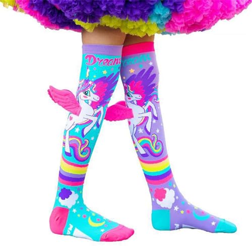 7-12 Year Old Kids Girls Knee High Socks Little Girls Cute Crazy Funny Animal Pattern Long Boot Socks with 3D Wings