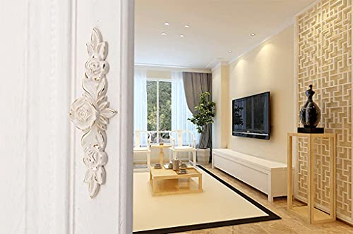 Esreake 6 Pack European Style Rose Cabinet Knobs With Backplate, 6.6" Vintage Kitchen Zinc Alloy Flower Drawer Pull Handle For Dresser Vanity Nightstand Cupboard Ivory White & Gold Edge(6 Pack, 6.6") #TOP5
