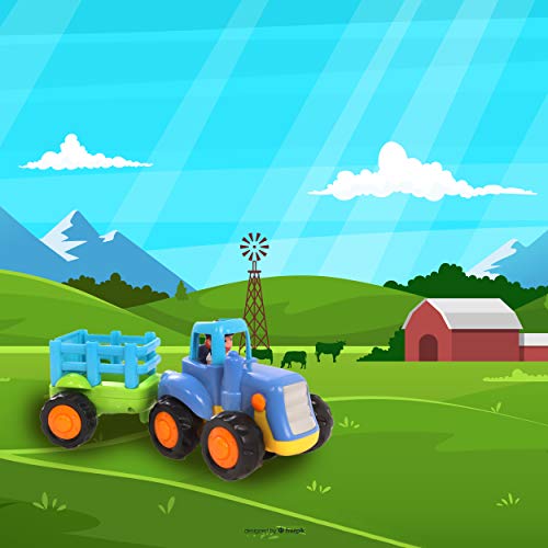 Iq Toys Friction Powered Cars, Push And Go Toy Trucks Construction Vehicles Toys Set For 1 2 3 Year Old Baby Toddlers Bulldozer, Tractor, Early Educational Gifts 2Pcs #TOP4