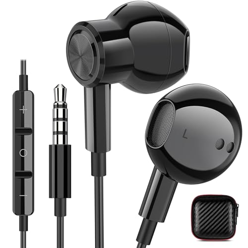 Écouteurs filaires avec prise jack 3,5 mm pour lecteur MP3, MP4, avion, école, étudiant, écouteurs filaires, microphone, contrôle du volume, isolation du bruit, écouteurs pour iPhone 6 6S, iPad,