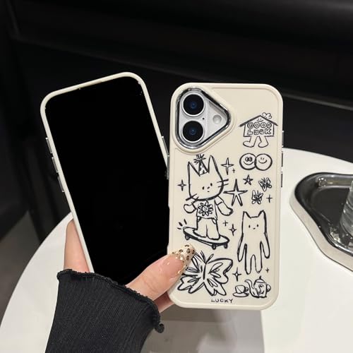 Emylisa Designed for iPhone Case, Cute Cat Butterfly Star Lucky Line Drawing Soft Phone Case (White,for iPhone 13) by Emylisa - Used condition - Image 6